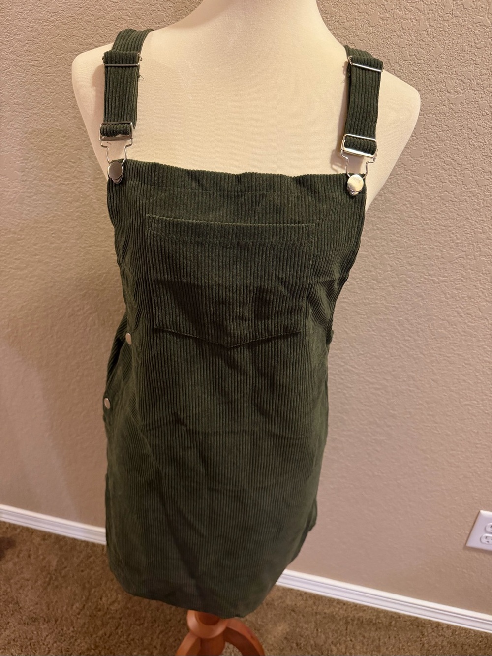 Cupshe Olive Green Corduroy Pinafore Pencil Skirt